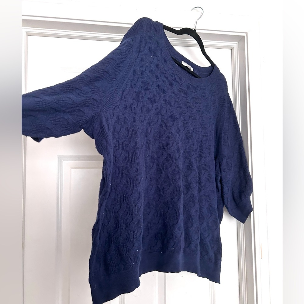 Navy Knit Patterned Sweater - image 1